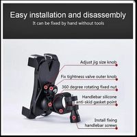 Bike Phone Mount Anti Shake and Stable Cradle Clamp with 360° Rotation Bicycle Phone Mount/Bike Accessories/Bike Phone Holder -Black 